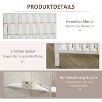 HOMCOM Paravent 4-teilig 181 x 180 cm Faltbar Raumteiler mit 2 Regalen aus Kiefernholz, Bambus für – Produktabbildung 6