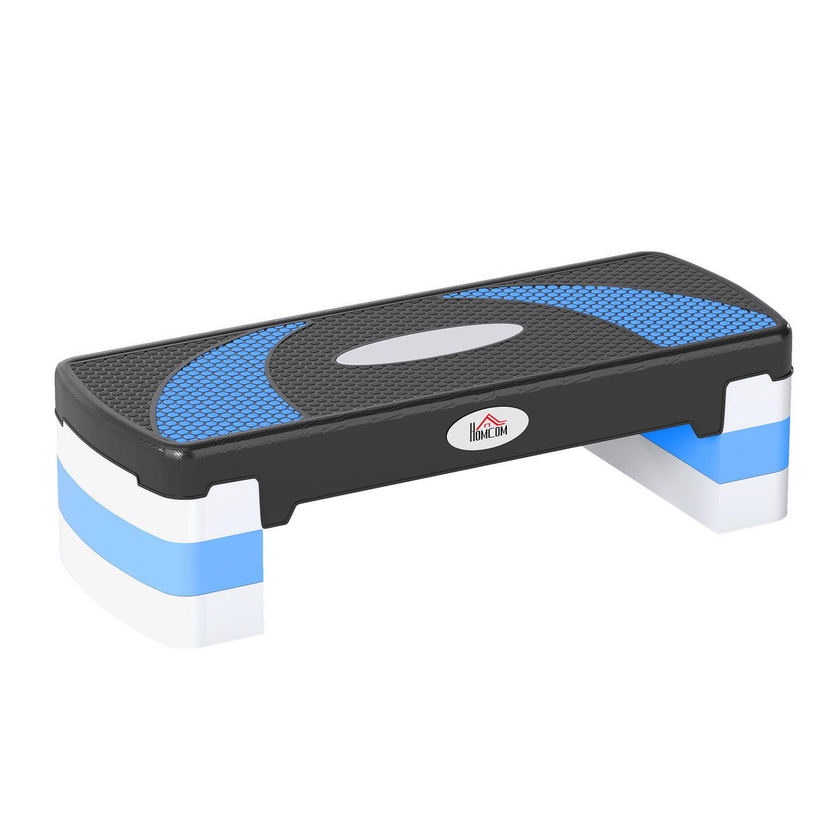 HOMCOM Aerobic-Stepper 3-stufig höhenverstellbar 80 x 31 x 20 cm Schwarz+Hellblau+Grau