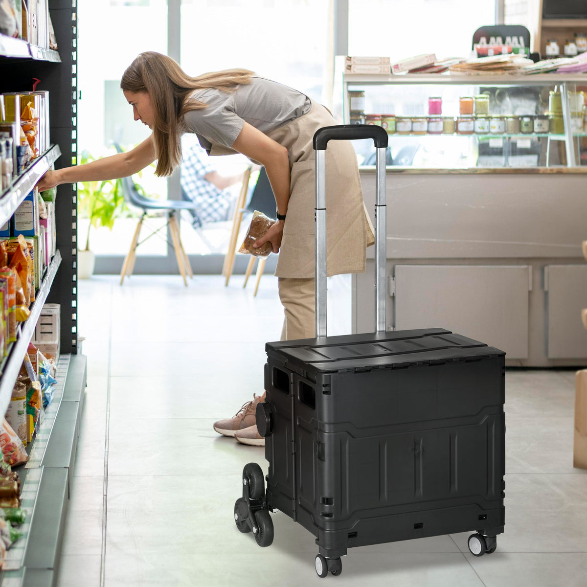 HOMCOM Einkaufswagen Einkaufstrolley, Treppensteiger, klappbar, Teleskopgriff, bis max. 65 Kilo – Produktabbildung 2