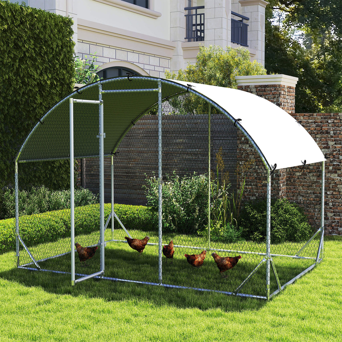 PawHut Gehege für Kleintiere, Outdoor-Freilaufgehege für Hühner, Kaninchen, Enten, stabile Konstruktion – Produktabbildung 2