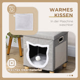 PawHut Katzenhöhle, Katzenhaus, inkl. Spielball, waschbares Kissen, 35,5 cm x 35,5 cm x 42,5 cm – Produktabbildung 6