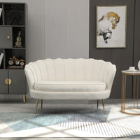HOMCOM Vintage 2-Sitzer Sofa, Couch, Polstermöbel, Samtoptik, bis 150 kg, Creme/Gold – Produktabbildung 8