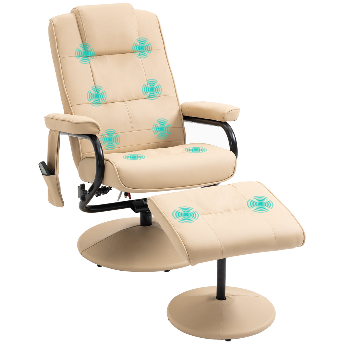 HOMCOM Massagesessel mit Hocker, Drehbares Relaxsessel mit Massagefunktion, Elektrisches Fernsehsessel mit
