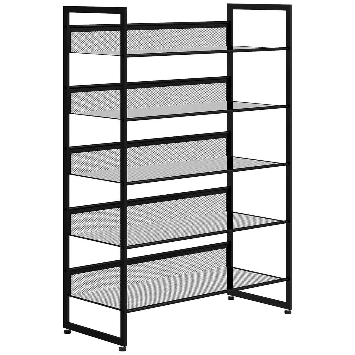 HOMCOM Schuhregal Schuhablage Schuhständer, 5 Regale, 72 cm x 30 cm x 102 cm, Schwarz