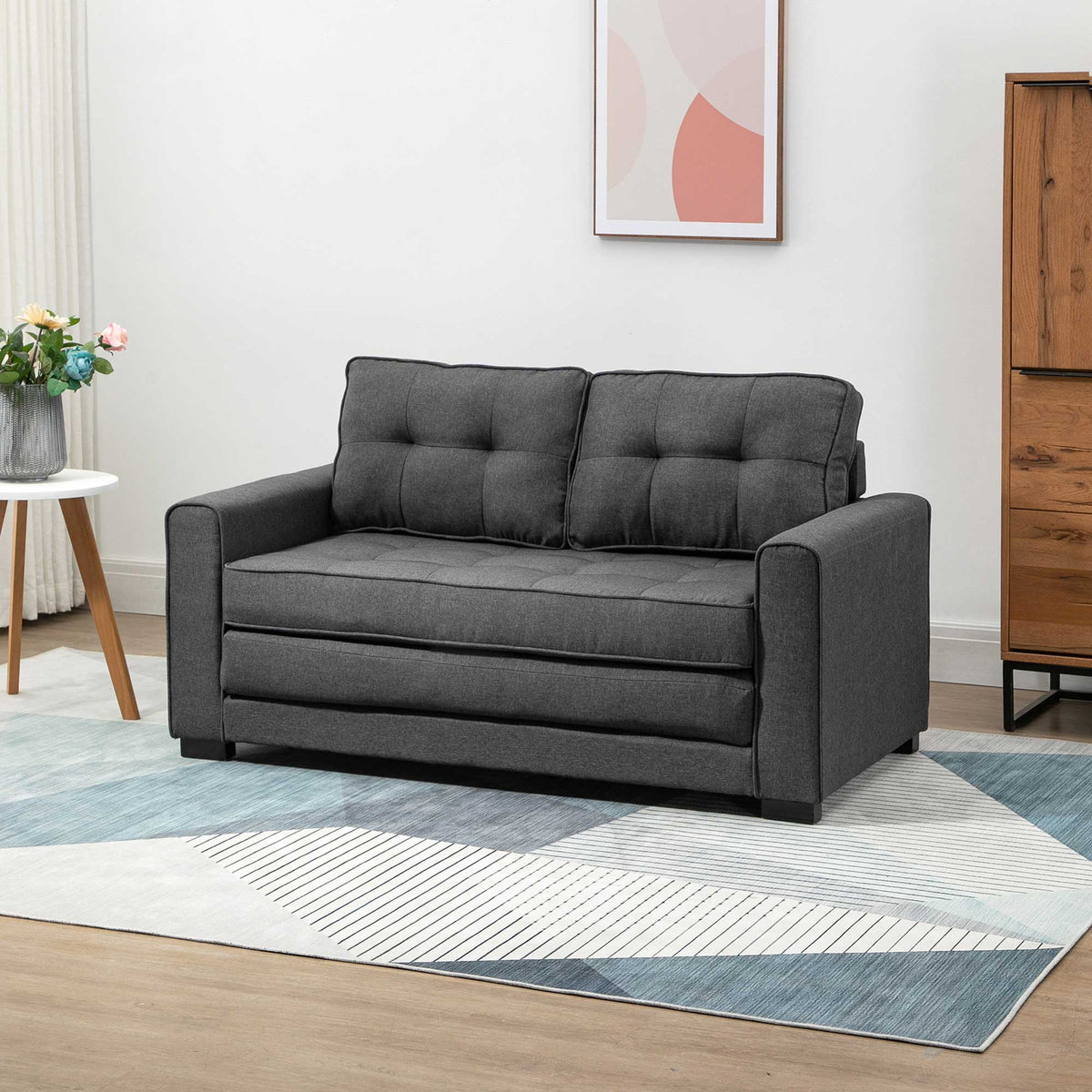 HOMCOM Schlafsofa Klappsofa 2-Sitzer Stoffsofa Bettsofa Sofa mit Schlaffunktion Sofagarnitur – Produktabbildung 2