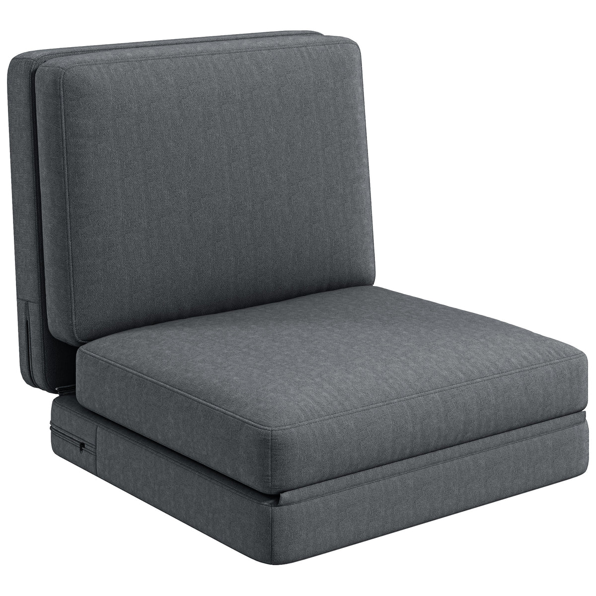 HOMCOM Faltbarer Bodensessel mit Kissen, wandelbares Polstersofa, Wohnzimmer, Gästezimmer, Büro, 75 x 268 x