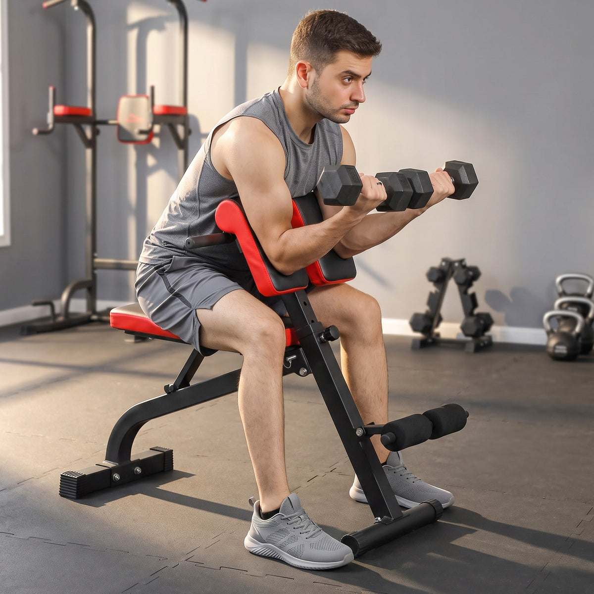 Roman Chair Hyperextension Bank & Hantelbank Klappbar Trainingsbank, Multifunktion Fitnessbank bis 300 – Produktabbildung 2