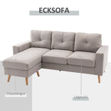 HOMCOM 3-Sitzer-Ecksofa, Leinenoptik, Wendbare Chaiselongue, 193x136x85 cm, Hellgrau – Produktabbildung 6
