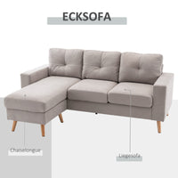 HOMCOM 3-Sitzer-Ecksofa, Leinenoptik, Wendbare Chaiselongue, 193x136x85 cm, Hellgrau – Produktabbildung 6