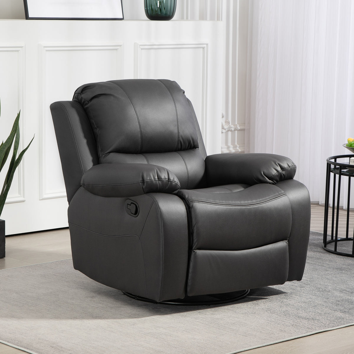 HOMCOM Relaxsessel, verstellbare Lehne & Fußstütze, drehbar, bis 150 kg, Stahlrahmen, 93x100x98cm – Produktabbildung 2