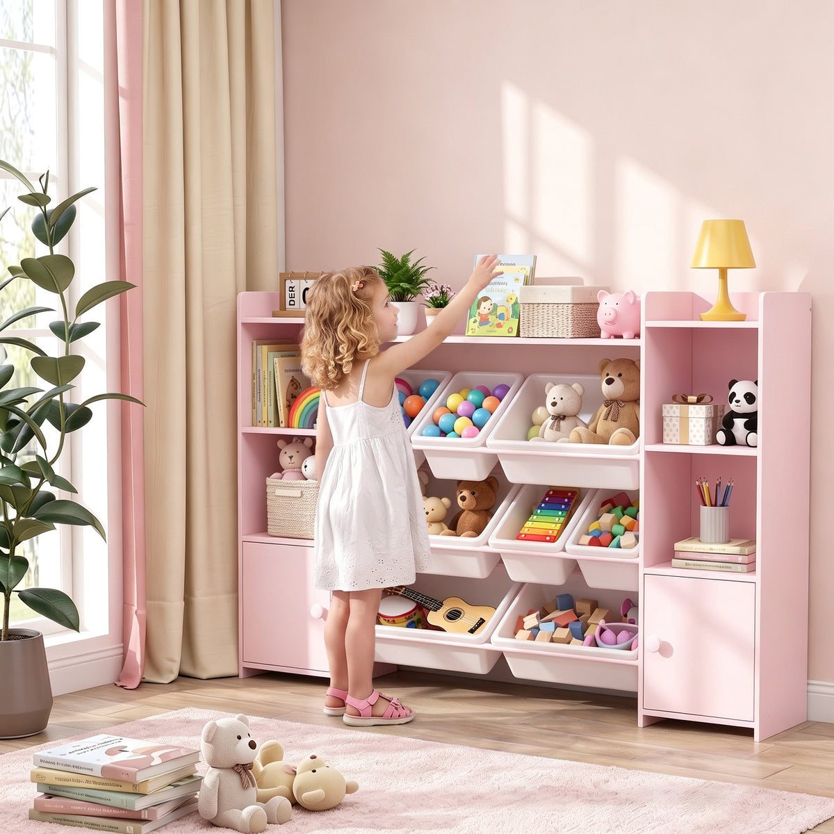 Kinder-Aufbewahrungsregal, Regal für Spielzeug und Bücher, zum übersichtlichen Aufräumen, 8 – Produktabbildung 2