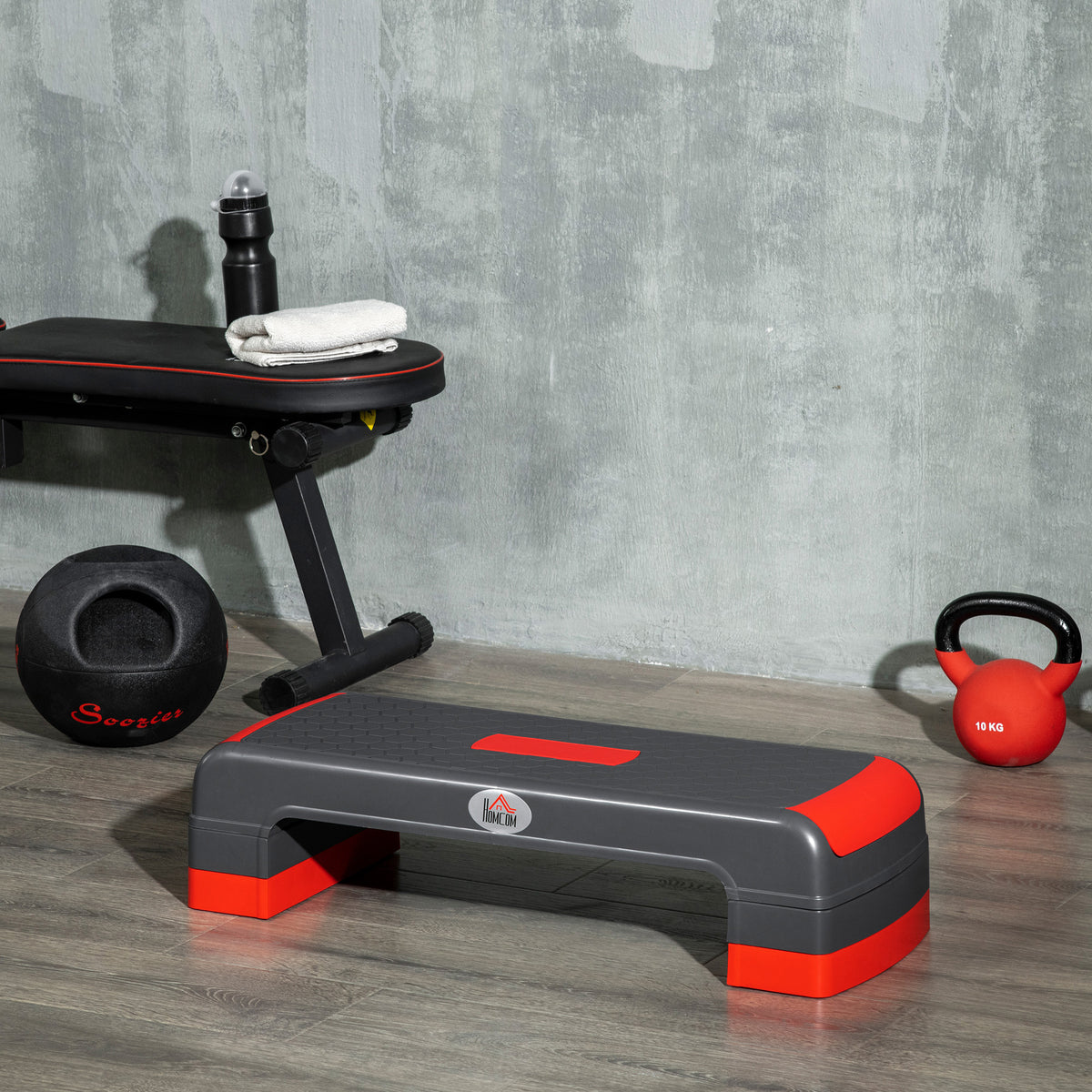 HOMCOM Stepper höhenverstellbare Stepper Aerobic Stepper, Rot + Schwarz – Produktabbildung 2