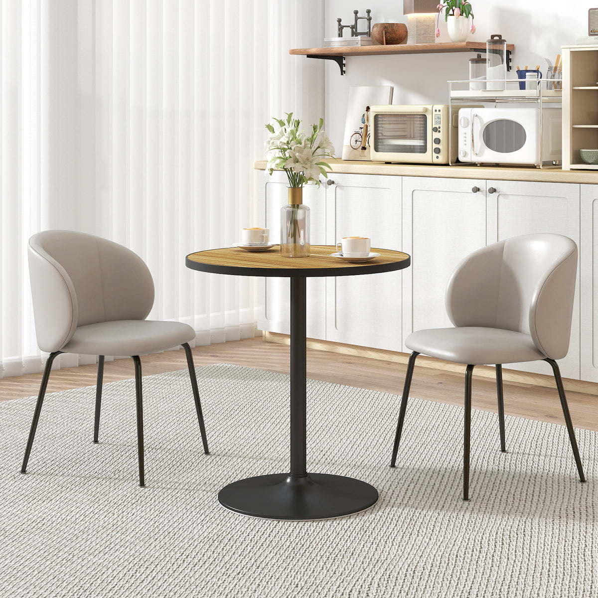 HOMCOM Runder Esstisch, Eichenholzoptik, kompaktes Design, für 2-4 Personen, Eiche – Produktabbildung 2