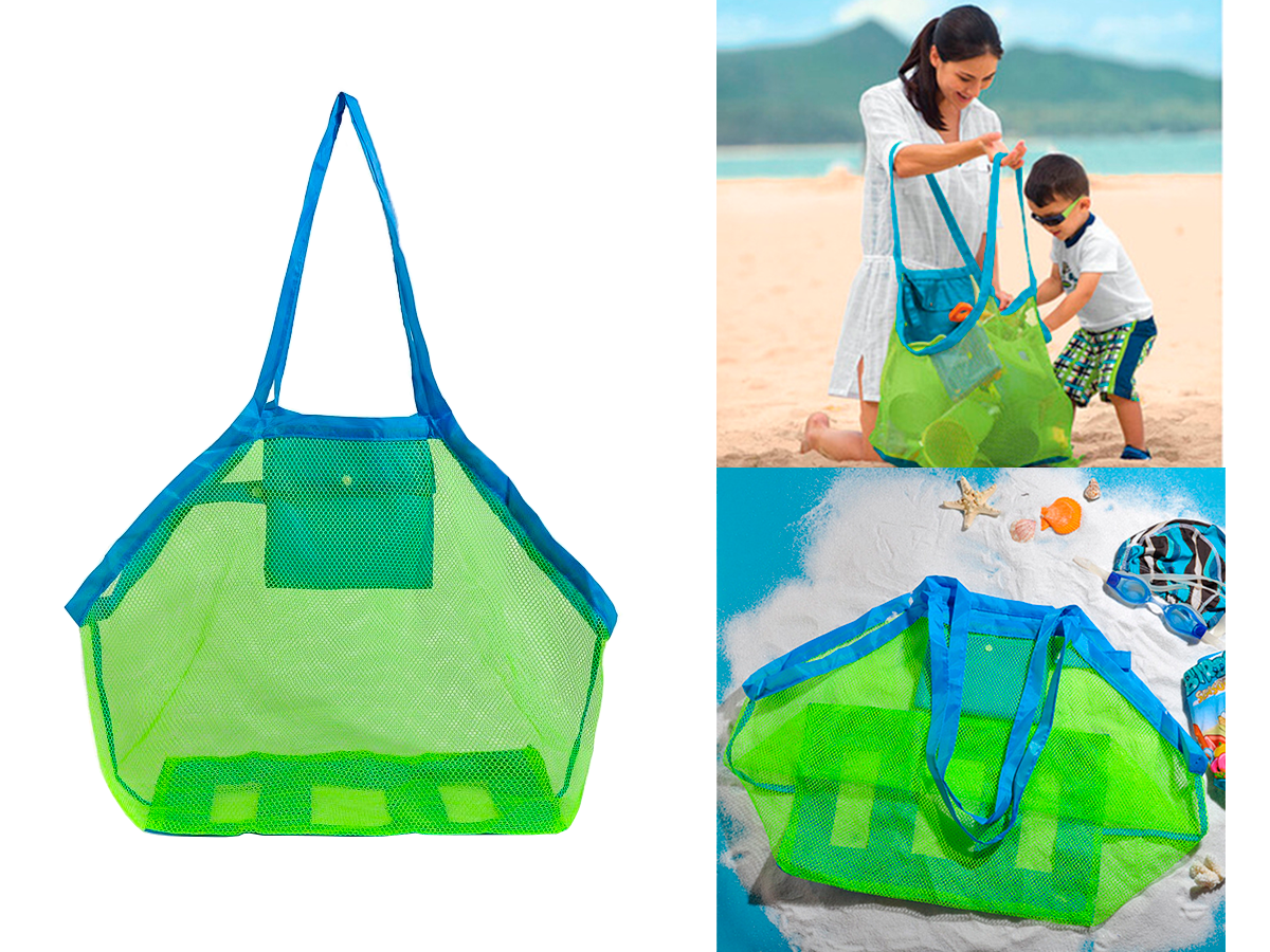 Strandtasche, Netz für Strandspielzeug – blau