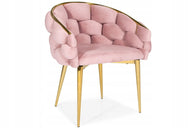 Balloon Velvet Chair, Pink – goldfarbene Glamour-Beine, Schalensitz, für Esszimmer/Wohnzimmer, 70 × 60 × 81