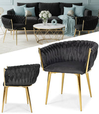 Samtstuhl GLAMOUR – goldene Beine, modernes Schwarz – Produktabbildung 7
