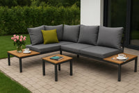 Garten-Ecksofa-Möbelset für die Terrasse, 4-Sitzer, grau, 254x184 cm – Produktabbildung 9