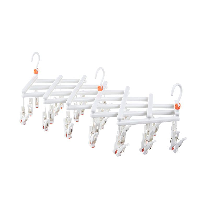 Praktischer klappbarer Kleiderbügel mit Clips, 29 Clips, weiß