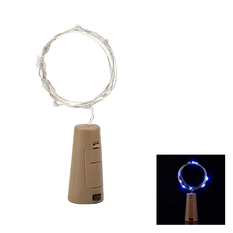 Blaue LED-Lichterkette mit Korken