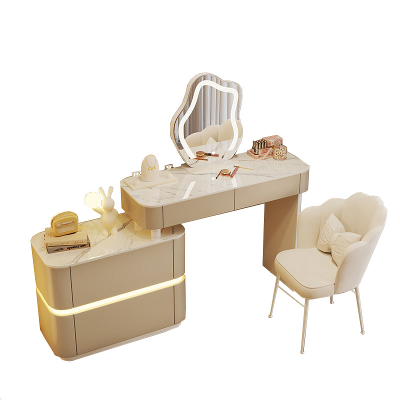 LED-Schminktisch Lilia – Beige – Tischplatte 80 cm