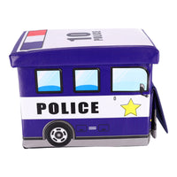 Spielzeugbox mit Sitzhocker – Polizeiauto – Produktabbildung 3