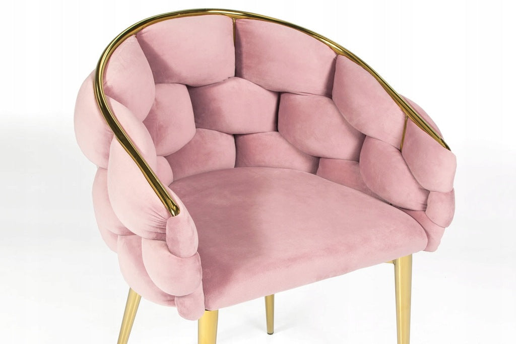 Balloon Velvet Chair, Pink – goldfarbene Glamour-Beine, Schalensitz, für Esszimmer/Wohnzimmer, 70 × 60 × – Produktabbildung 5