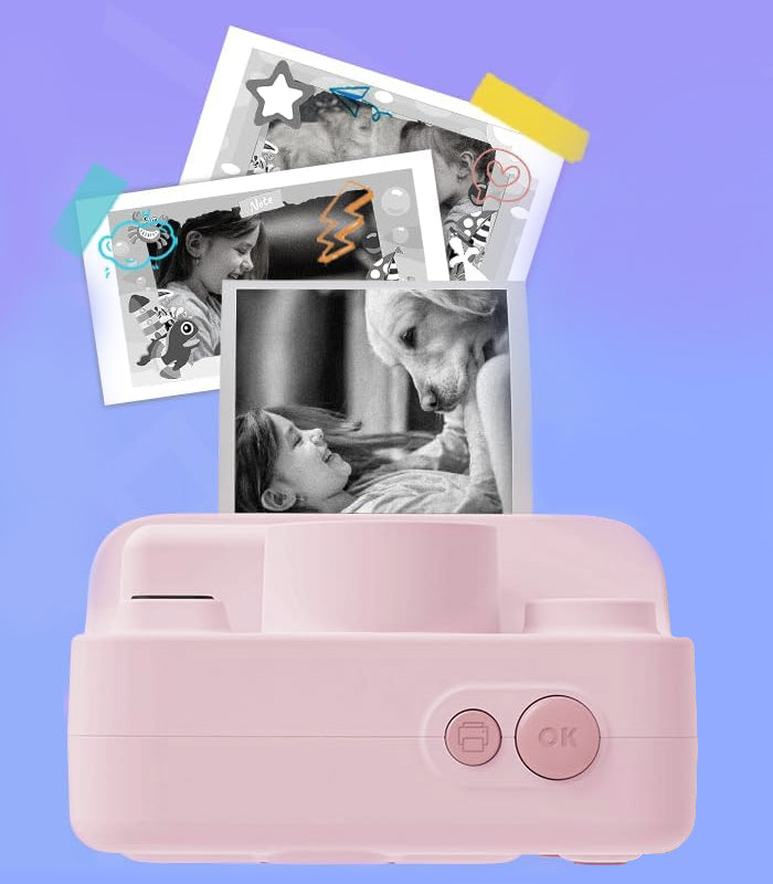 Sofortbildkamera mit Videodrucker, 3 Rollen, Rosa – Produktabbildung 5