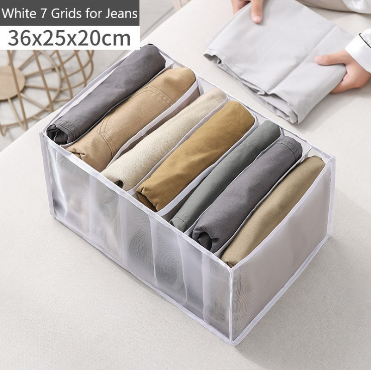 Kleiderschrank-Organizer mit 7 Fächern für Jeans – weiß – Produktabbildung 2