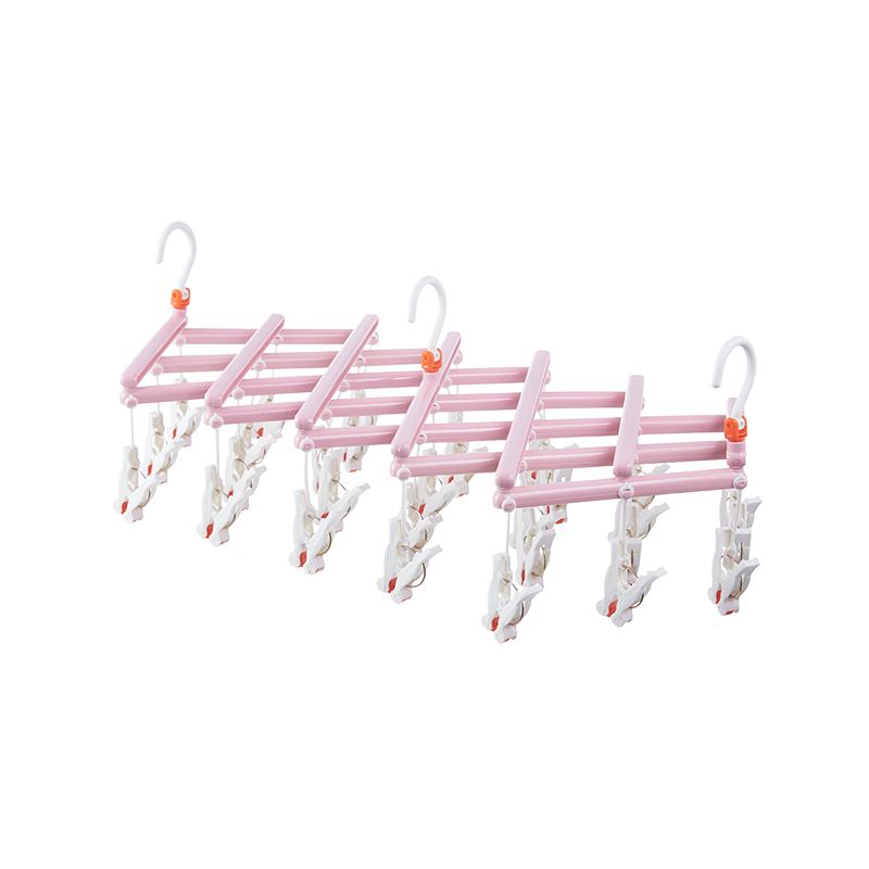 Praktischer klappbarer Kleiderbügel mit Klammern, 29 Klammern, rosa