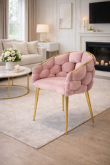 Balloon Velvet Chair, Pink – goldfarbene Glamour-Beine, Schalensitz, für Esszimmer/Wohnzimmer, 70 × 60 × – Produktabbildung 3