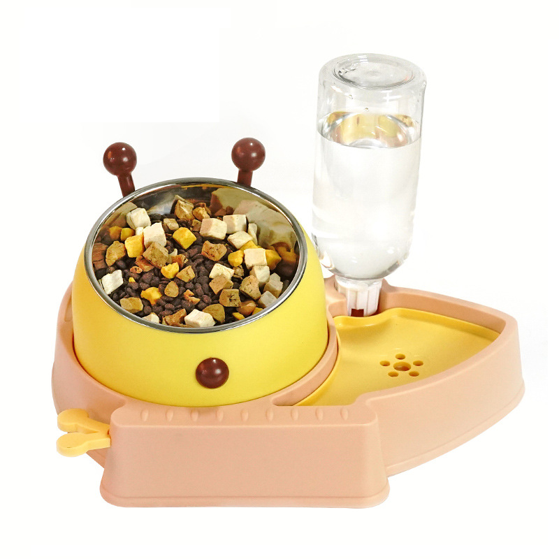 Napf mit automatischem Wasserspender für Hunde und Katzen 2-in-1 – rosa