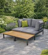 Garten-Ecksofa-Möbelset für die Terrasse, 4-Sitzer, grau, 254x184 cm – Produktabbildung 10