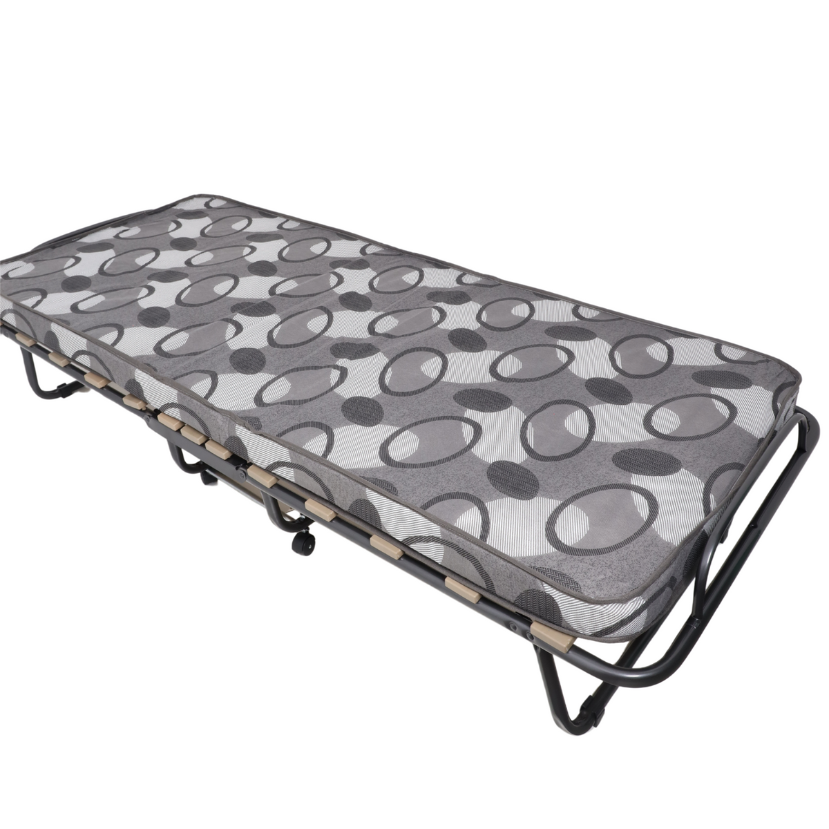 Klappbares Gäste-/Campingbett mit Matratze und Rollen 80×190 cm – Grau – Produktabbildung 10