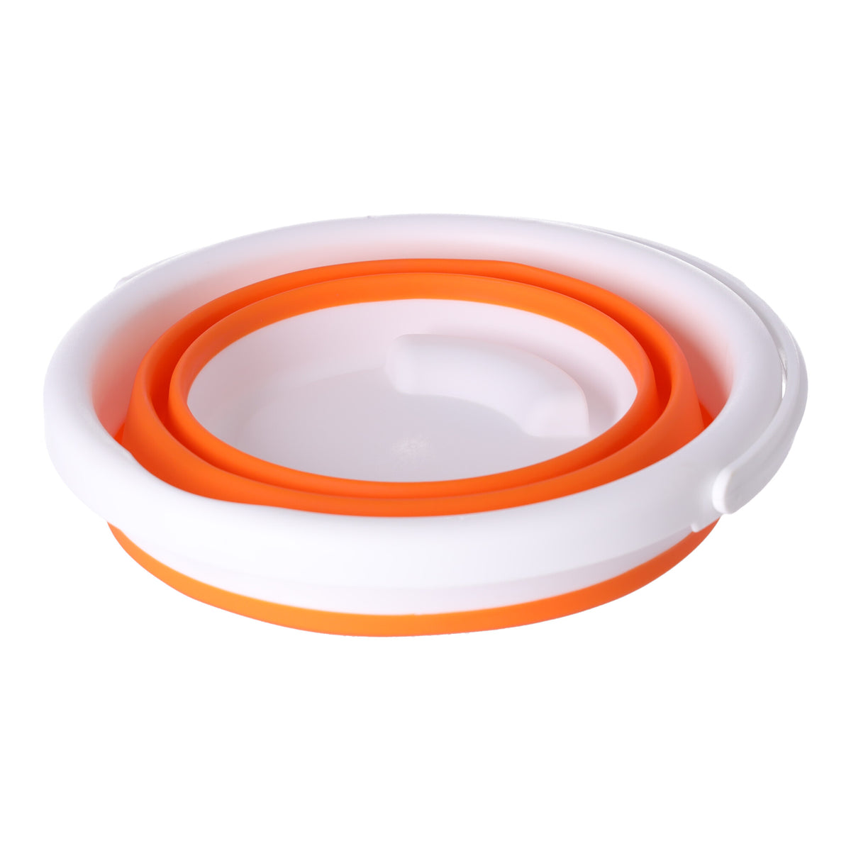 Silikoneimer 5L faltbar – orange und weiß – Produktabbildung 2