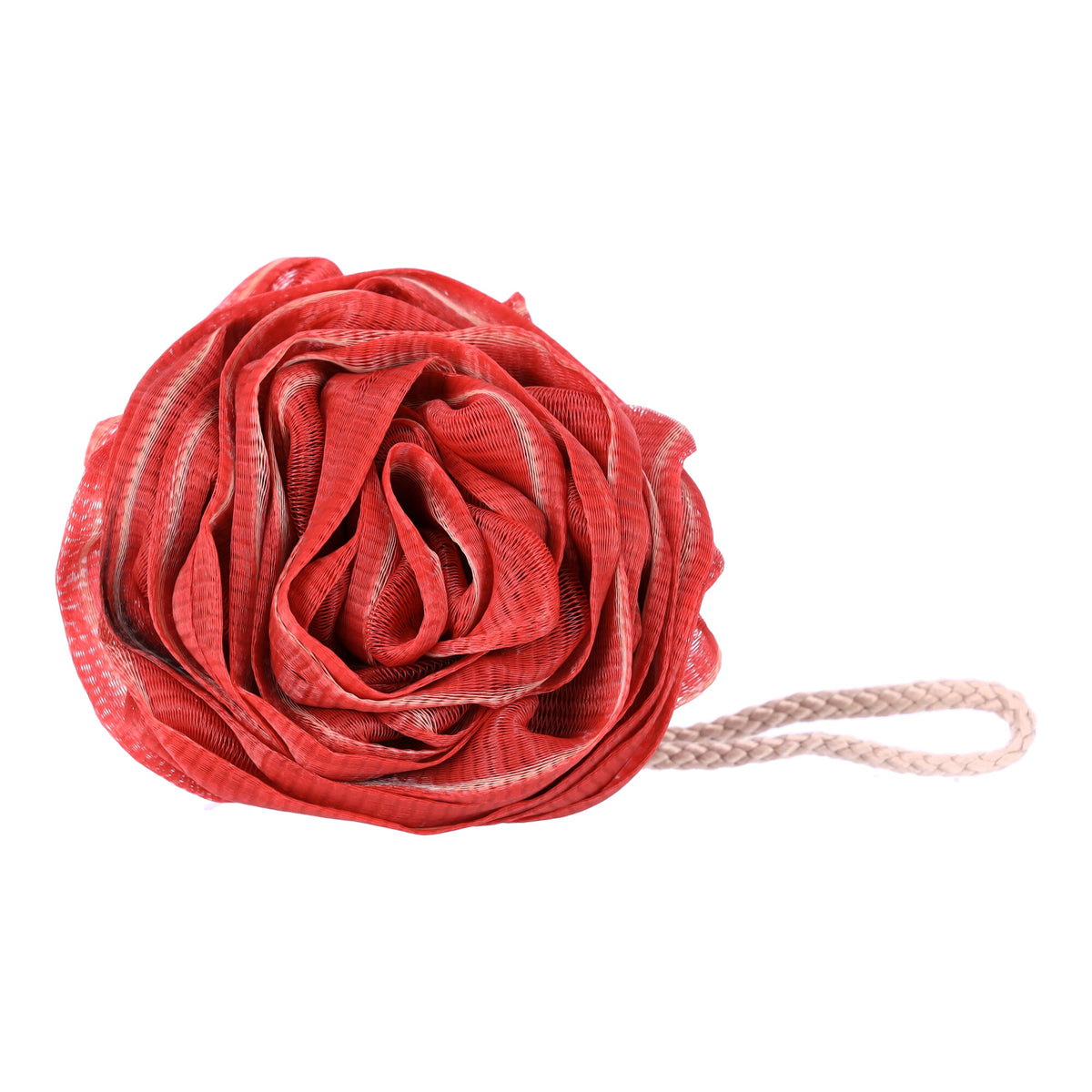 Waschlappen, rosenförmiger Badeschwamm – rot