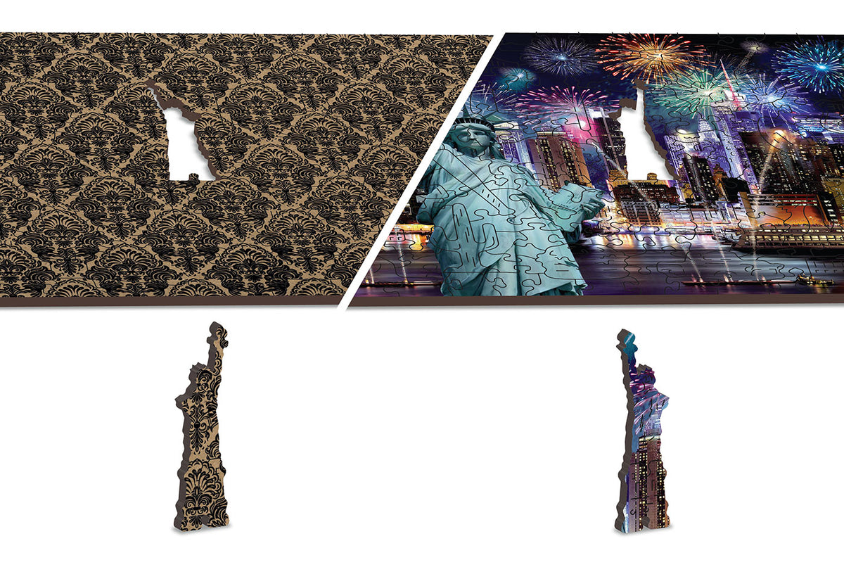 Holzpuzzle mit Figuren – New York City bei Nacht, Größe XL, 1000 Teile – Produktabbildung 2