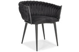 Glamour-Stuhl für Wohnzimmer und Küche, modern, aus Samt, schwarze Beine, schwarzer Samt