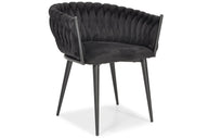 Glamour-Stuhl für Wohnzimmer und Küche, modern, aus Samt, schwarze Beine, schwarzer Samt