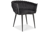 Glamour-Stuhl für Wohnzimmer und Küche, modern, aus Samt, schwarze Beine, schwarzer Samt