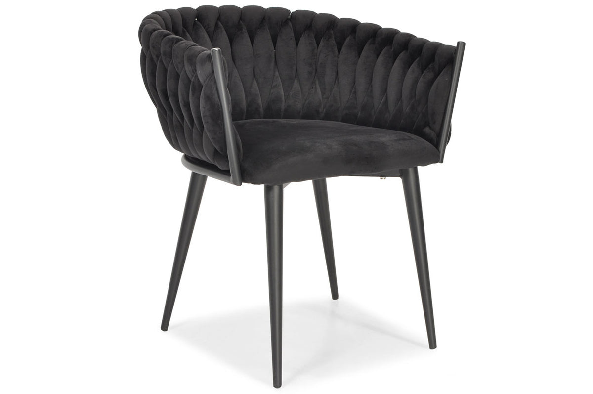 Glamour-Stuhl für Wohnzimmer und Küche, modern, aus Samt, schwarze Beine, schwarzer Samt