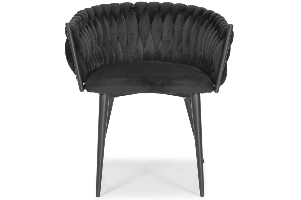Glamour-Stuhl für Wohnzimmer und Küche, modern, aus Samt, schwarze Beine, schwarzer Samt – Produktabbildung 3