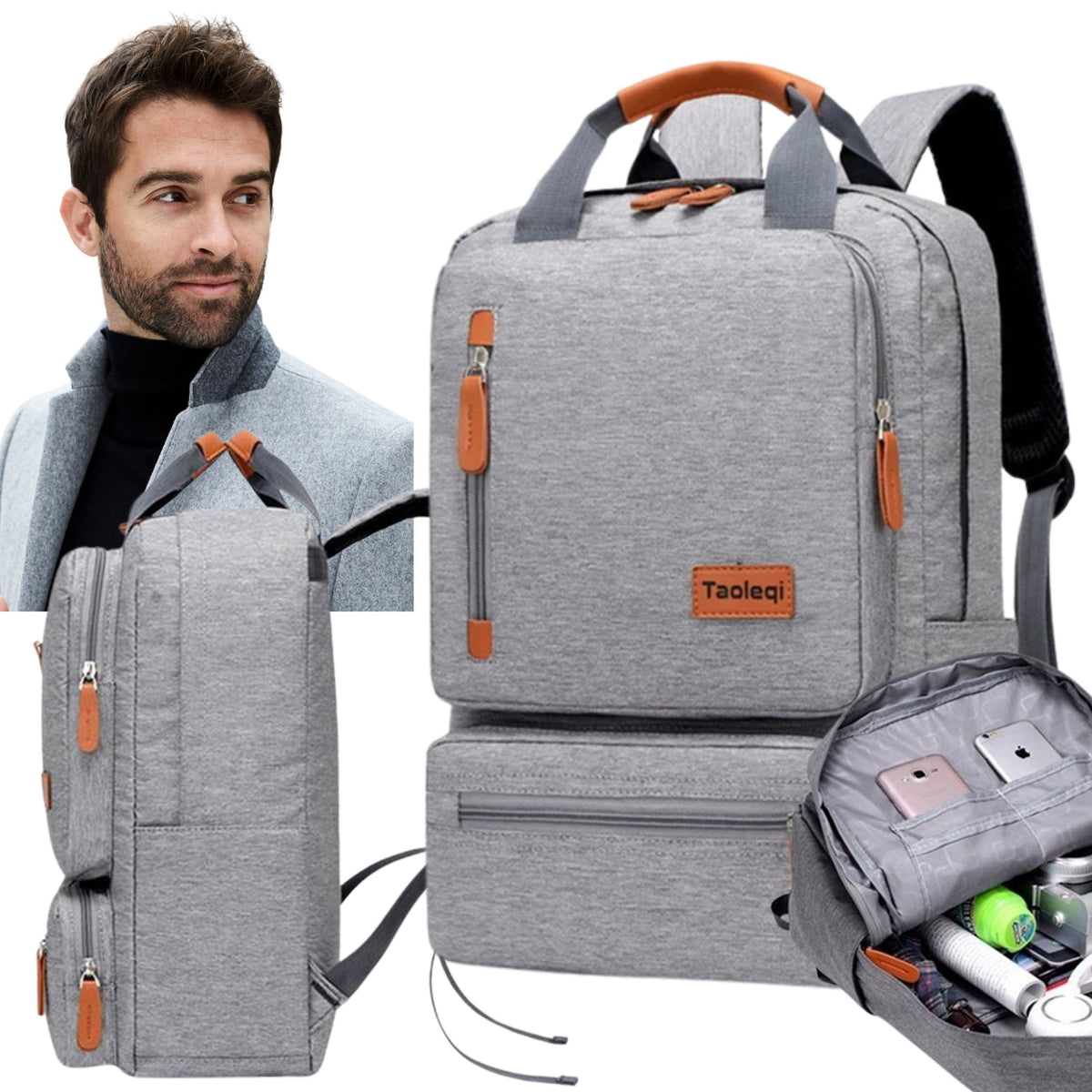 Schulrucksack für Schüler und Studenten – hellgrau