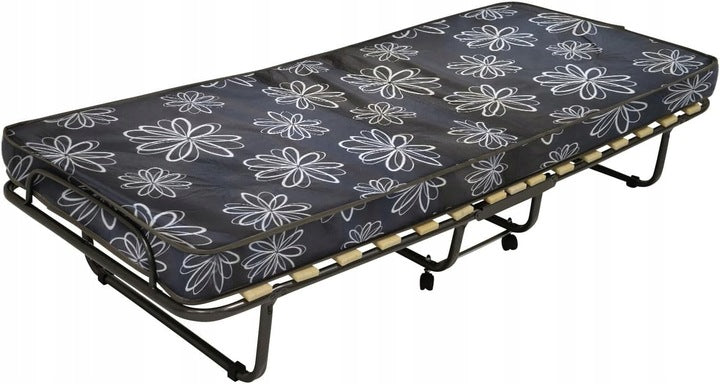 Klappbares Gäste-/Campingbett mit Matratze und Rollen 80×190 cm – Grau