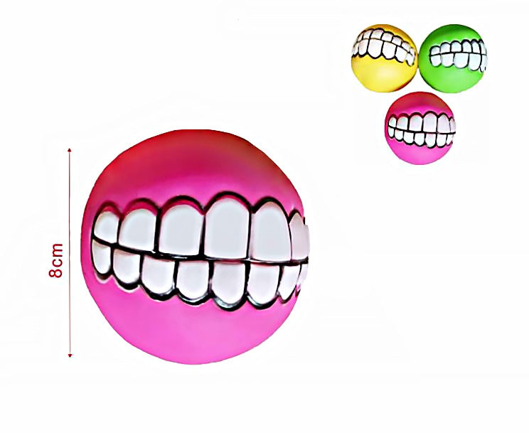 Quietspielzeug für Hunde / Beißspielzeug für Hunde – Ball mit Smiley, Farbmix