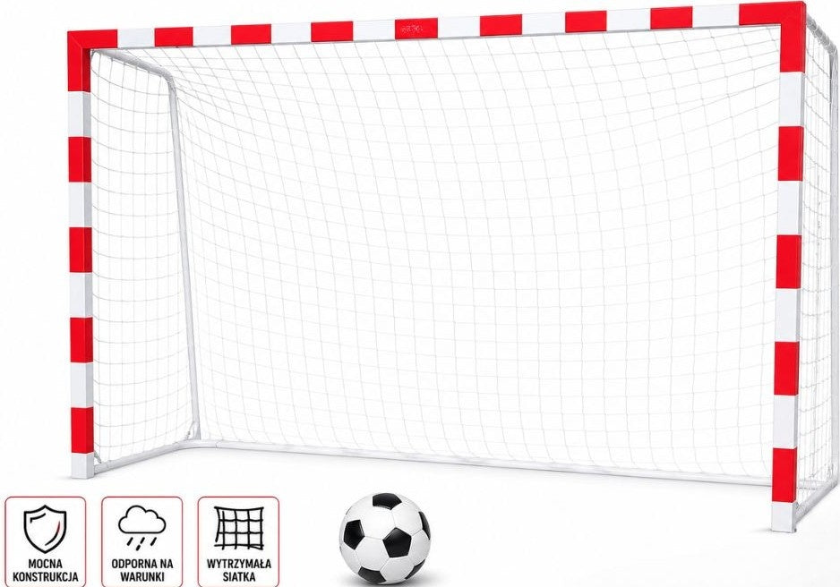 Profi-Fußballtor mit Netz 300x200 cm - Rot und Weiß