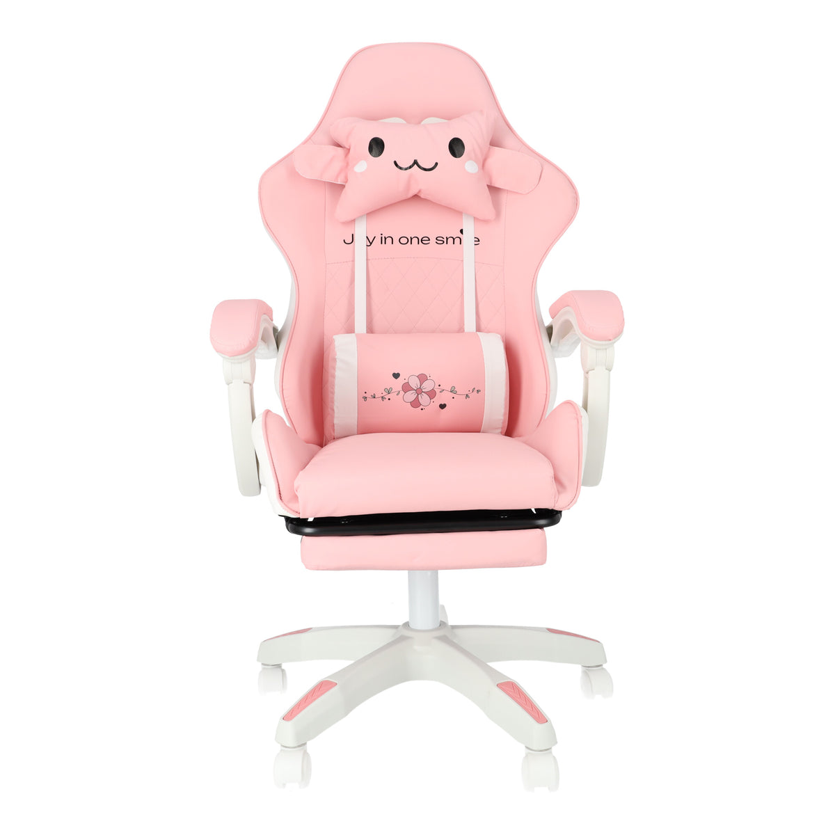 Gamingstuhl für Kinder, rosa, mit Fußstütze, drehbar, weich – Produktabbildung 2