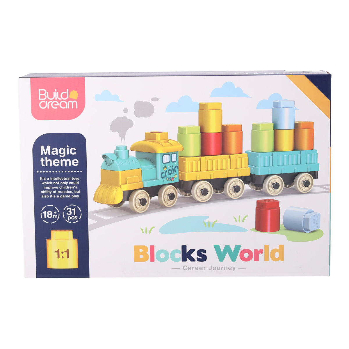 DIY-Bausatz Zug aus Bausteinen (31 Teile) – Produktabbildung 2