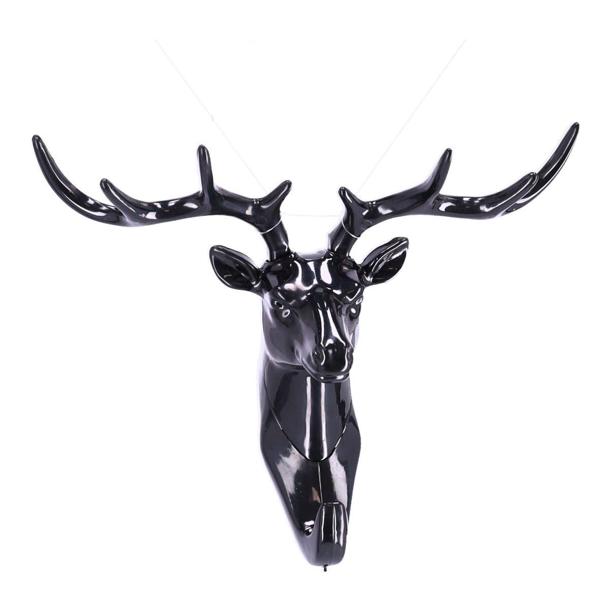 Wandhaken aus Kunststoff in Geweihform zum Aufkleben – schwarz