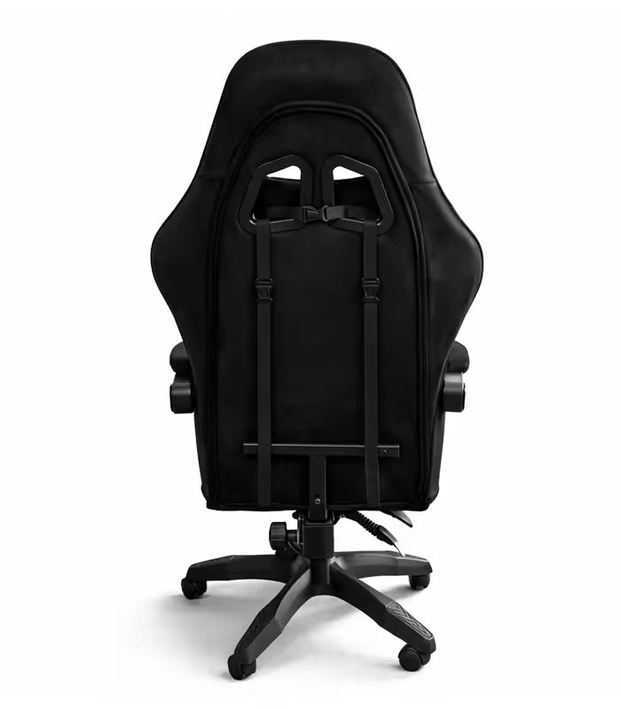 Gamingstuhl Schwarz Drehbar Bürostuhl für den Schreibtisch mit Fußstütze – Produktabbildung 2