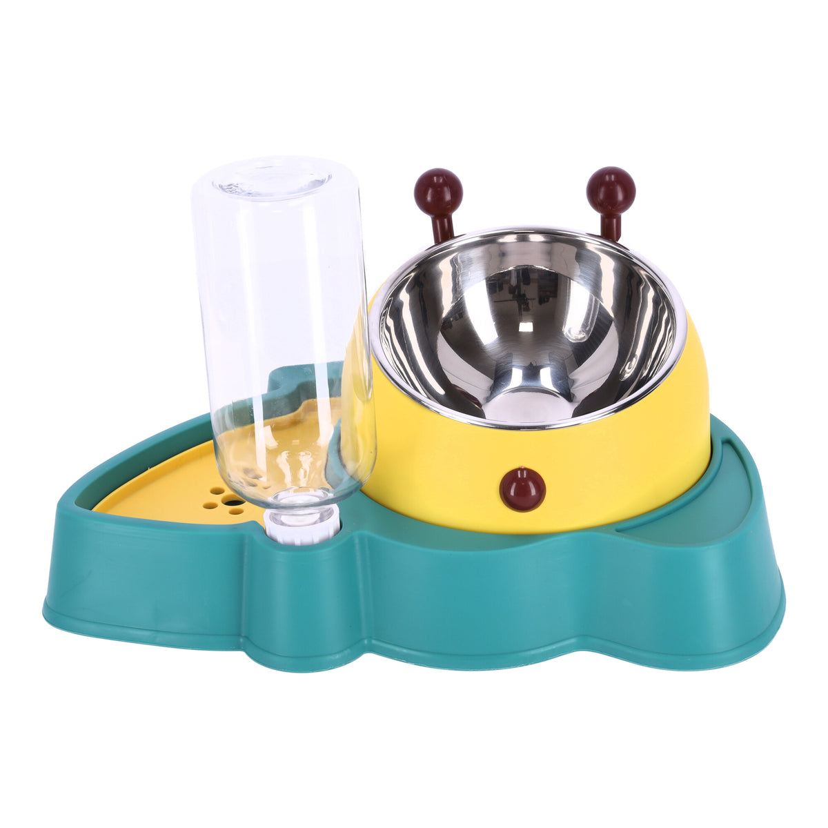 Napf mit automatischem Wasserspender für Hunde und Katzen, 2-in-1 – grün – Produktabbildung 2